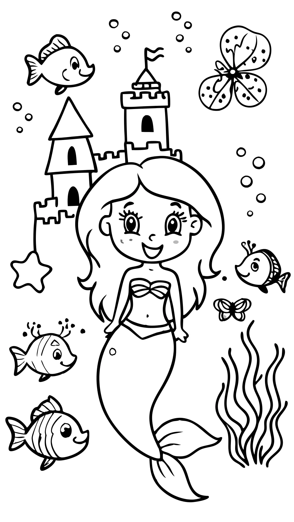 Páginas para colorear para pequeña sirena